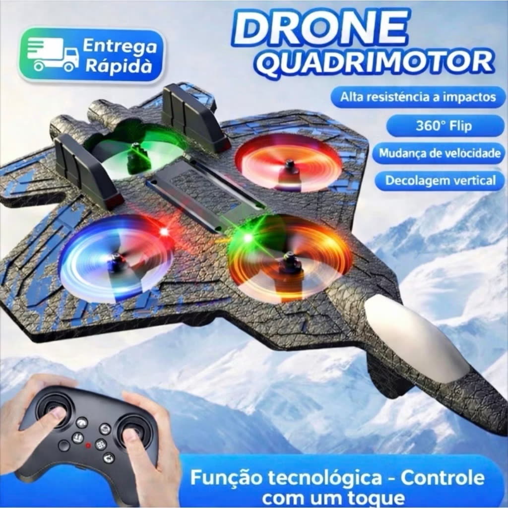 Avião Drone de Combate RC 2.4 GHz 4 Motores